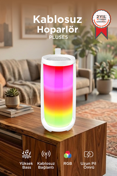 Torima Bluetooth Hoparlör Rgb Işıklı Speaker PLUSE5 Beyaz