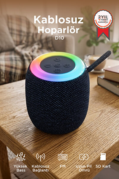 Torima Bluetooth Hoparlör Rgb Işıklı USB FM Destekli Radyo D10 Lacivert