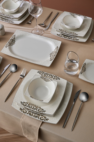 Karaca Square Bone Nazende 60 Parça 12 Kişilik Yemek Takım