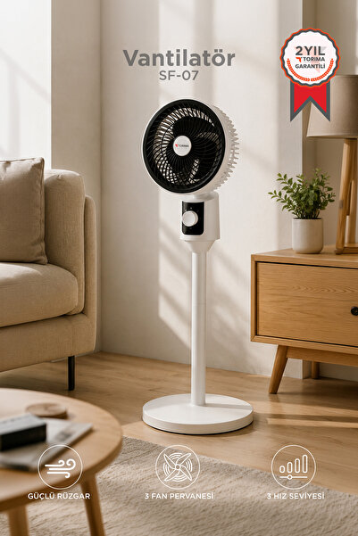 Torima Vantilatör 3 Pervaneli 3 Kademeli Portatif Ayaklı 8 Inc 45W Fan SF07 B...