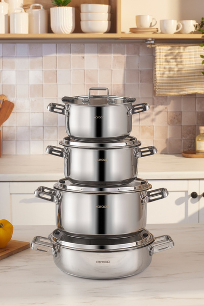 Karaca Powersteel 316+ Alberta Induction Base 8 Piece Steel Cookware Set
