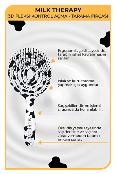 Morfose Milk Therapy Üç Boyutlu Oval Saç Fırçası - Kolay Tarama, Tüm Saç Tipleri