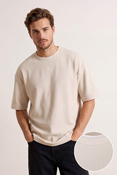 Trendyol Kollektion Stone Oversize/T-Shirt mit breitem Schnitt und Struktur T...