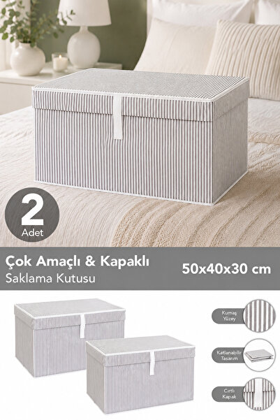 Meleni Home 2 Adet Kapaklı Çok Amaçlı Hurç Saklama Kutusu Organizer Maxi 50 X...