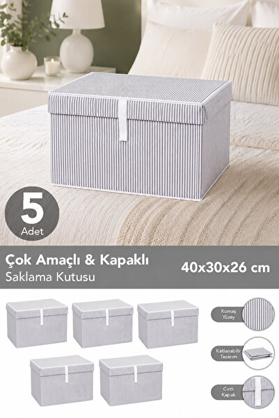 Meleni Home 5 Adet Kapaklı Çok Amaçlı Hurç Saklama Kutusu Organizer Mini 40 X...