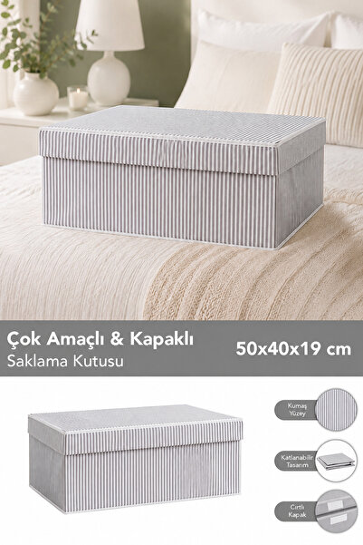Meleni Home Kapaklı Çok Amaçlı Hurç Saklama Kutusu Organizer Baza 50 X 40 X 1...