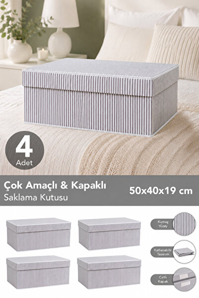 Meleni Home 4 Adet Kapaklı Çok Amaçlı Hurç Saklama Kutusu Organizer Baza 50 X...
