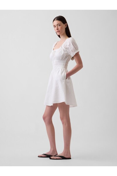 GAP Міні-сукня зі шнурком на шиї та поясом, біла, 100% бавовна Better Cotton ...
