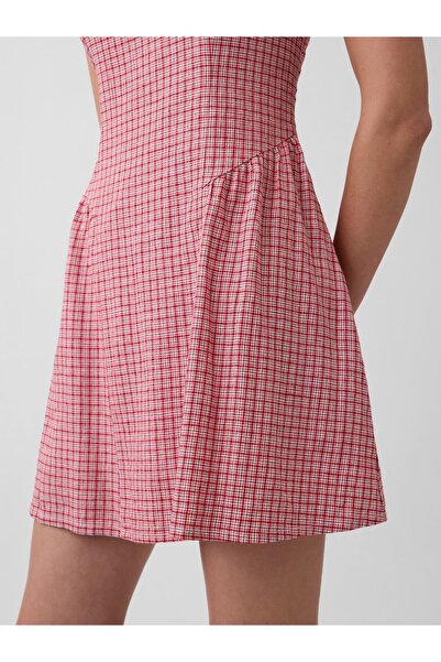 GAP ЧЕРВОНА МІНІ-СУКНЯ SL DROPWAIST SHIRRED MINI DRESS RED GINGHAM V2 S
