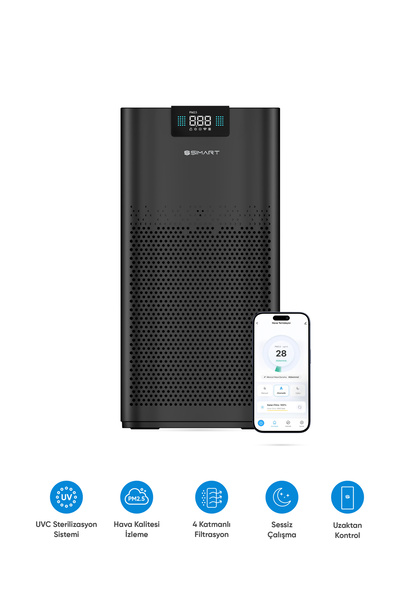 Şımart Akıllı Hava Temizleyici Pro H13 HEPA Filtreli 450 m3 UV Negatif İyonlu...