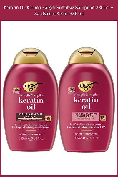OGX Keratin Oil Kırılma Karşıtı Sülfatsız Şampuan 385 ml + Saç Bakım Kremi 38...