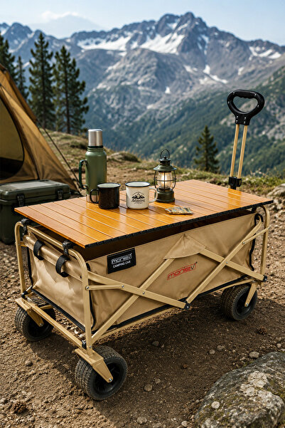 Camping Trolley Tale Folding Transport Large Wagon Sunday Shopping Trolley With Brake And Wide Wheels