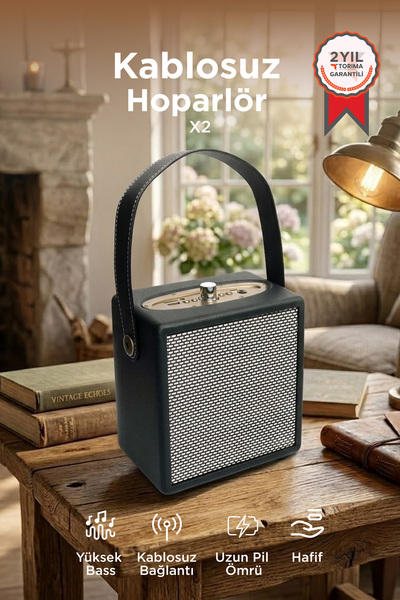 Torima Bluetooth Hoparlör Taşınabilir Speaker Wooden Case X2 Siyah