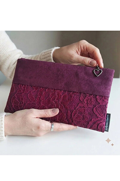 Ju Yaratıcı Tasarım Kadın Portföy & Clutch Çanta Bordo