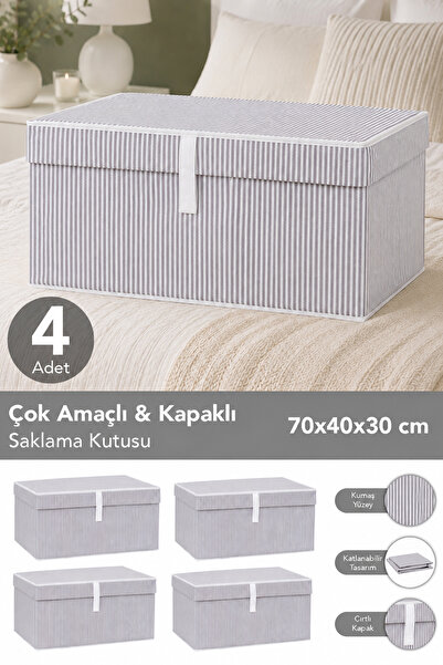 Meleni Home 4 Adet Kapaklı Çok Amaçlı Hurç Saklama Kutusu Organizer Mega Plus...