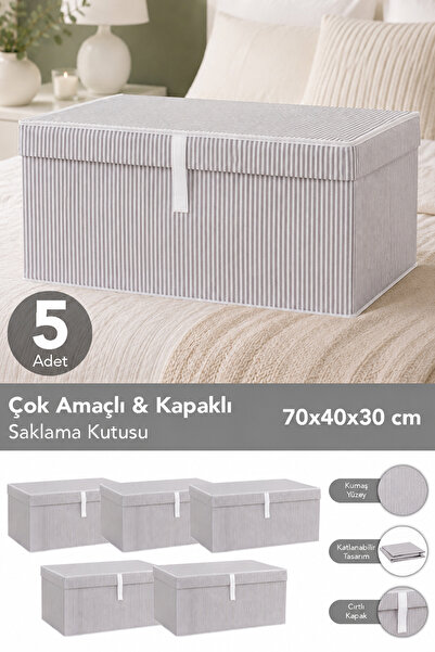 Meleni Home 5'li Kapaklı Çok Amaçlı Hurç Saklama Kutusu Organizer Mega Plus 7...