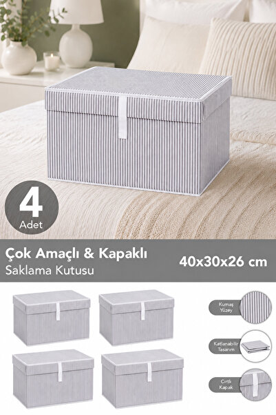 Meleni Home 4 Adet Kapaklı Çok Amaçlı Hurç Saklama Kutusu Organizer Mini 40 X...