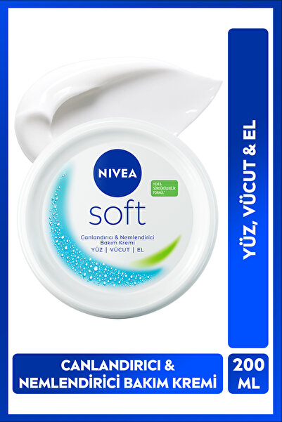 NIVEA Soft Nemlendirici Vücut Bakım Kremi 200ml, Jojoba Yağı, E Vitamini, Yüz...