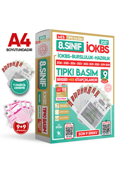 2027 8.Sınıf İOKBS-BURSLULUK Çıkmış Soru Tıpkı Basım 9lu Deneme Paketi PDF/Video Çözümlü Türkiye Gen