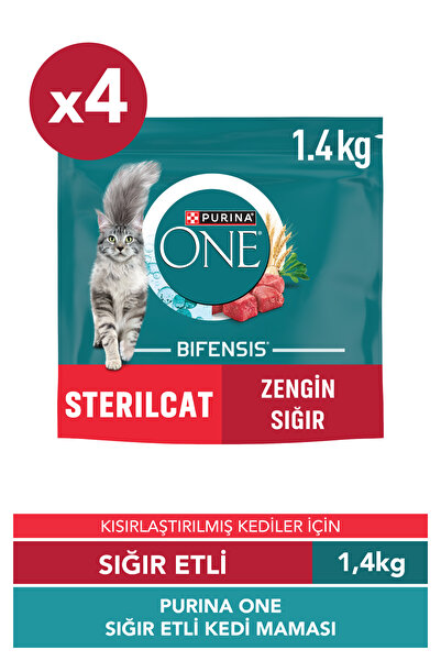 Purina One Sığır Etli Kısırlaştırılmış Kedi Maması 4x1,4 Kg