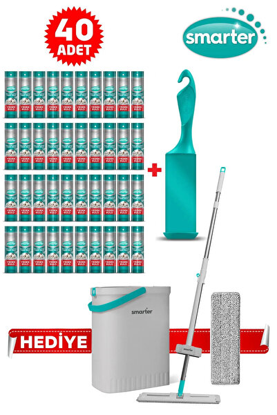 SMARTER Tüy Toplayıcı 40 Adet Yedek Rulo Aparat Aqua Star Yedekli Hediye Mop ...