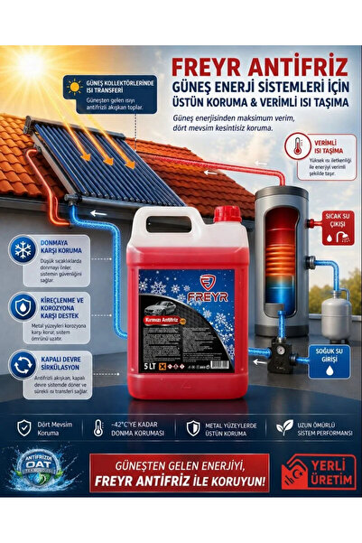 FREYR 4 Mevsim -42 Organik Konsantre Kırmızı Antifriz 5 Lt- Motor Soğutma Ve Donma Koruması