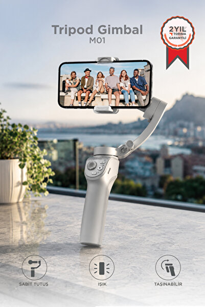 Torima Tripod Gimbal Özellikli Çok Amaçlı Selfie Çubuğu M01 Gri