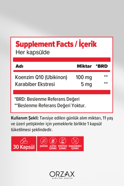 Ocean Orzax Koenzim Q10 100mg 30 Kapsül