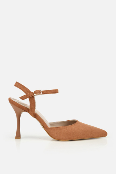 Yaya by Hotiç Damen-Schuhe aus tabakfarbenem Wildleder mit spitzer Zehenparti...