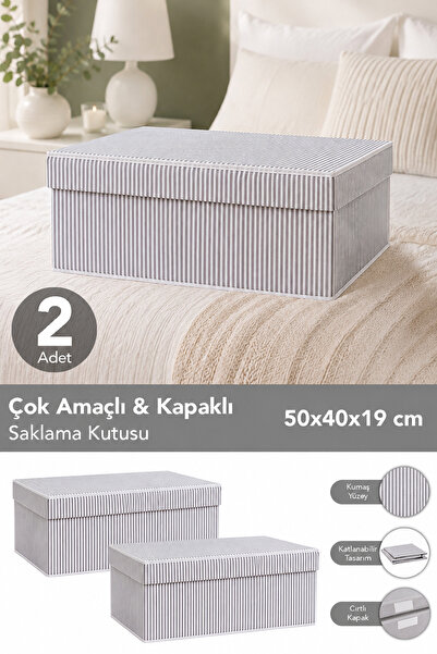 Meleni Home 2 Adet Kapaklı Çok Amaçlı Hurç Saklama Kutusu Organizer Baza 50 X...