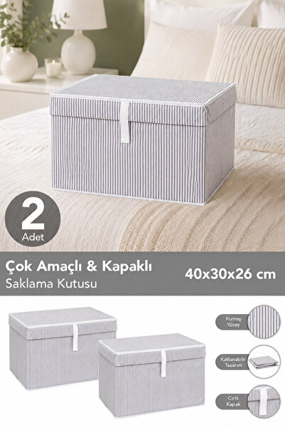 Meleni Home 2'li Set Kapaklı Çok Amaçlı Hurç Saklama Kutusu Organizer Mini 40...