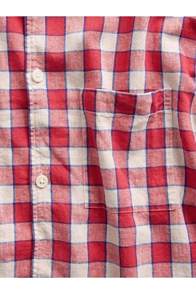 GAP SS LINEN RED PLAID 55% Linen European Flax Standard (EFS), 45% Cotton Bet...