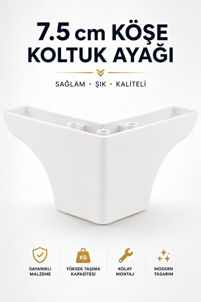 Badem10 Rose Lüks Mobilya Kanepe Sehpa Tv Ünitesi Koltuk Ayağı 7.5 Cm Beyaz B...
