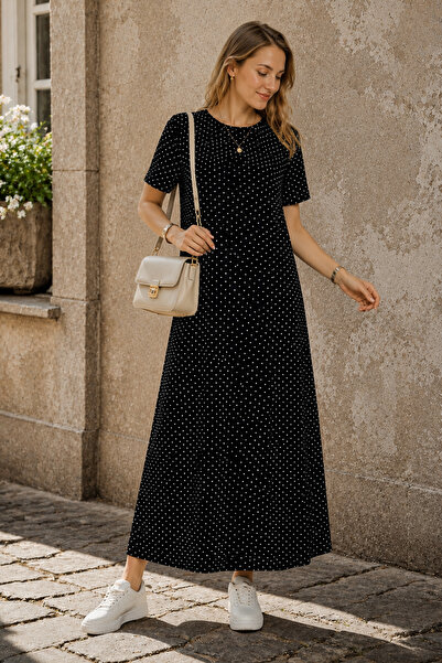 Almila Short Sleeve Maxi Combed Dress 2029 - Long Combed Dress