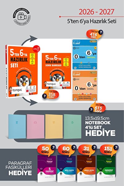 Tonguç Yayınları 5'ten 6'ya Hazırlık Seti (5 Ten 6 Ya Soru Bankası Kitabı 0 D...