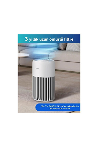 Philips 109 m² Etki Güçlü Profesyonel Sessiz Hava Temizleme Ünitesi Geniş Evl...