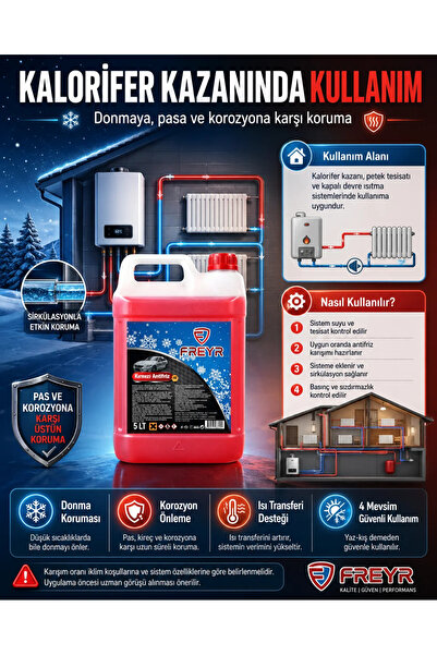 Kozalak 4 Mevsim Organik Kırmızı Antifriz 5 Lt x 2 Adet | Toplam 10 Lt -42°C, Yaz Kış Motor Soğutma Sıvısı