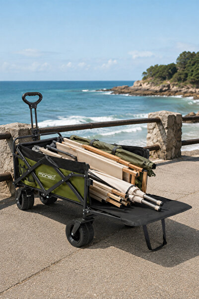 Camping Trolley Back Retractable Transport Trolley Wagon Shopping Trolley With Brake And Wide Wheel