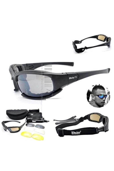 Mimozaavm Daisy X7 4 Lensli Polarize Taktik Gözlük Seti Airsoft Outdoor Motor...