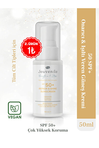 Jeuvenile SPF 50+ Onarıcı & Işıltı Veren Güneş Kremi – Ceramide & Vitamin C K...