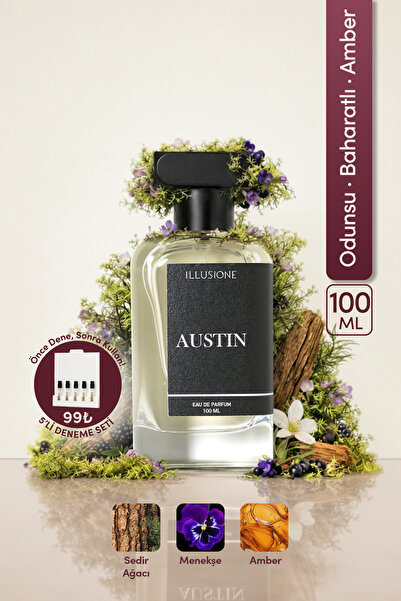 ILLUSIONE FRAGRANCE Austin Edp Erkek Parfüm 100ml | Odunsu - Baharatlı - Ambe...