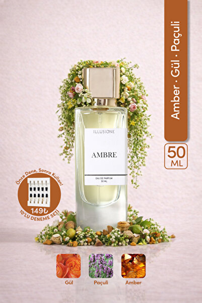 ILLUSIONE FRAGRANCE Ambre Edp Kadın Parfüm 50ml | Amber - Paçuli - Gül | Berg...
