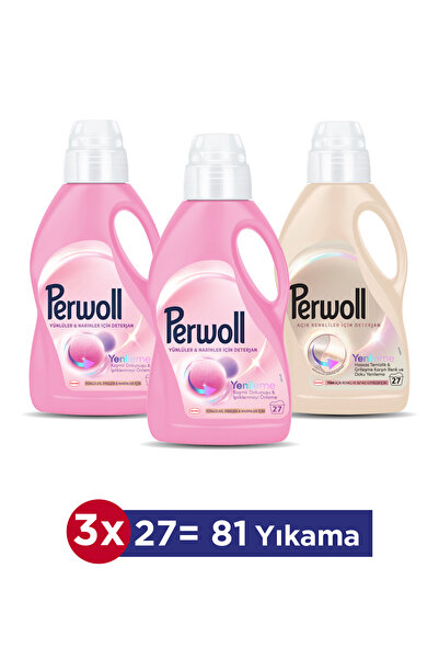 Perwoll Çamaşır Deterjanı 1480 ml x 3'lü Set ( 81 Yıkama) x2 Yünlüler, x1 Açı...