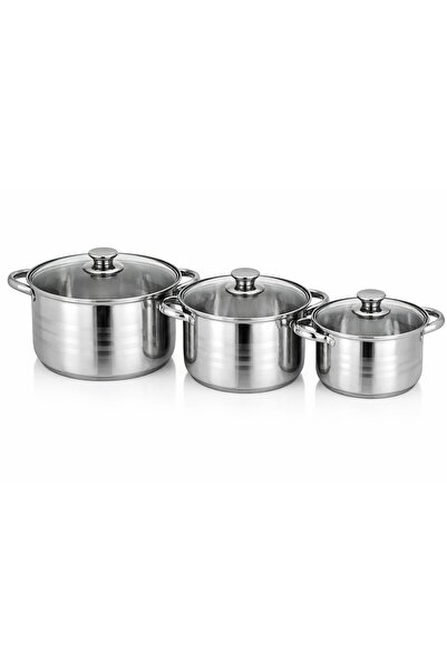 Swan SET DE 6 OALE JOS DIN OȚEL INOXIDABIL CU CAPAC DE STICLĂ 18-20-24