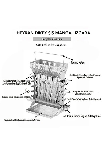 heyran camp orta boy dikey şiş Mangal ızgara
