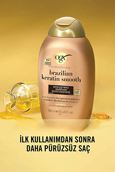 OGX Brazilian Keratin Smooth Düzleştirici Sülfatsız Şampuan 385 ml x2