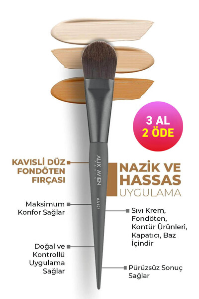 Alix Avien Kavisli Düz Fondöten Fırçası - Flat Foundation Brush