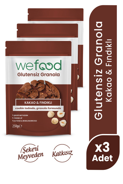 Wefood Glutensiz Granola Kakao & Fındıklı 250 gr 3'lü