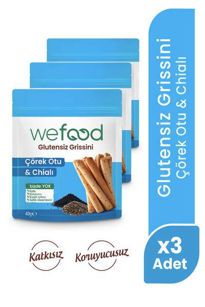 Wefood Glutensiz Grissini Çörekotu & Chia 40 g 3'lü