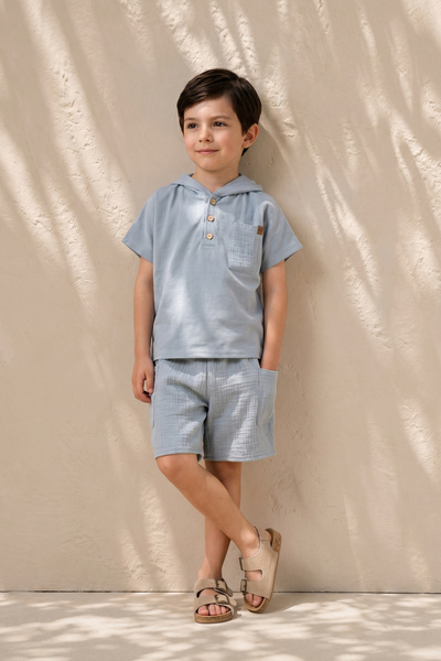 Minipodyum Set de vară din două piese pentru băieți, cu hanorac și pantaloni ...